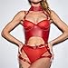 noxozoqm Women Leather Harness Sets Sexy Lingerie Body Bondage Straps Chest Harness Garter Belts Full Body Blue Gothic Suspenders (Color : Set red, Size : One Size)