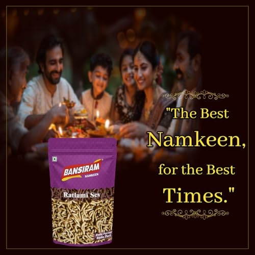 Image of Bansiram Namkeen | Ratlami Sev | Traditional Spicy Authentic Ratlami Snack | Crispy & Flavorful | Ready to Eat | 400g Pack