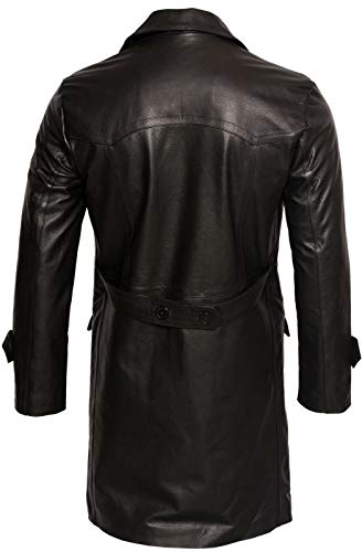 Mens Classic Black Uboat German Naval Military Peacoat Cowhide Leather Jacket2