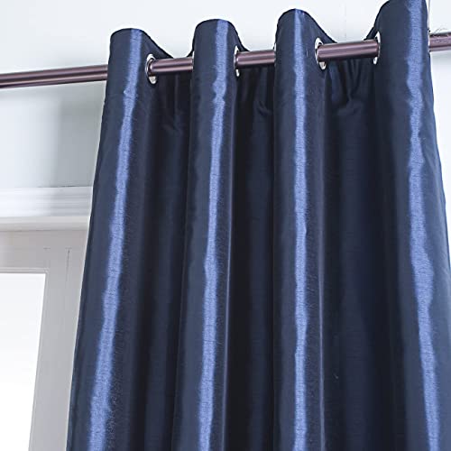 Image of GYROHOME Extra Long Curtains 120 Inch Long for Loft,Faux Silk Navy Blueout Curtains Fully Lined Solid Window Treatment Drapes (2Panel,52x120inch,Navy Blue)