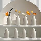 LIZOFER Modern Small Flower Vases 8 Pack - Ceramic, White
