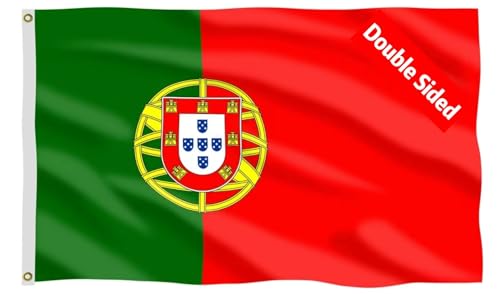 Bandera de Portugal, banderas de barco de nailon 220D de 3 capas de 12 x 18 pulgadas, bandera nacional portuguesa de doble cara con ojales de latón y cabecera más fuerte. (Portugal)
