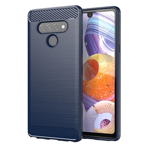 EUAGVQY Case for LG Stylo 6 LG K71 Carbon Fiber Phone Case Soft TPU Anti-Slip Durable Lightweight Protective Phone Cover for LG Stylo 6,Blue