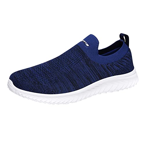 Woaikeyu hombres zapatillas moda verano hombres zapatillas malla mosca tejido ligero cómodo casual plano inferior, azul, 42 EU