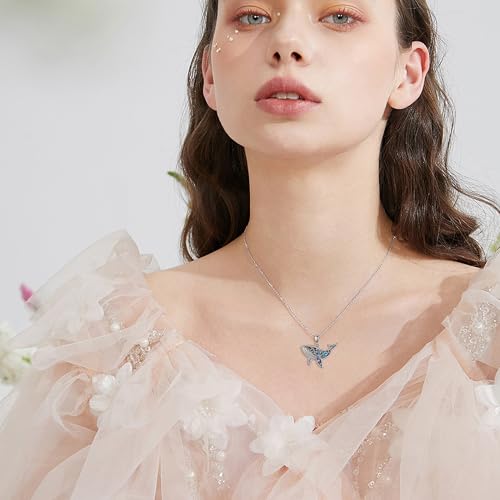URONE Ocean Animal Necklace 925 Sterling Silver Manta Ray/Shark/Seahorse/Whale/Turtle/Mermaid Pendant Necklace Ocean Jewelry Gifts for Women2