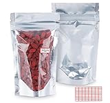 GRÖSSE: 9 * 15 + 3 cm HOHE QUALITÄT - Wiederverwendbare Beutel aus metallischer Polyesterfolie und Aluminiumfolie, ungiftig, langlebig und glänzend, transparente Vorderseite, Produktanzeige, wiederverwendbar.