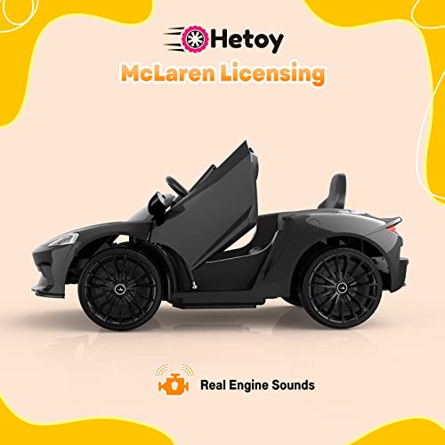 Hetoy Ride On Car for Kids 12V Licensed Battery Powered Sports Car with 2 Speeds, Parent Control, Sound System, Led Headlights and Hydraulic Doors