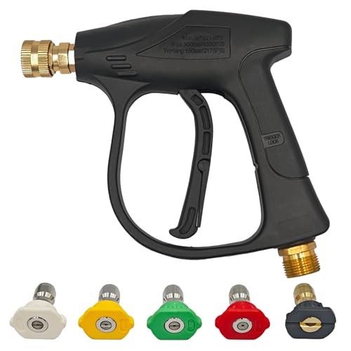 Youery Pistolet Haute Pression,Pistolet de Lavage Haute Pression 4130 PSI avec 5 Buses - Connecteur M22-14mm - Pour Nettoyeur Haute Pression et Lavage Auto