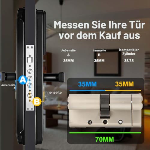 SEPOX® 70mm(35/35) Anti-Snap Euro-Türzylinder, Hochsicherheits 6-Stift, Messingkörper, Edelstahl...