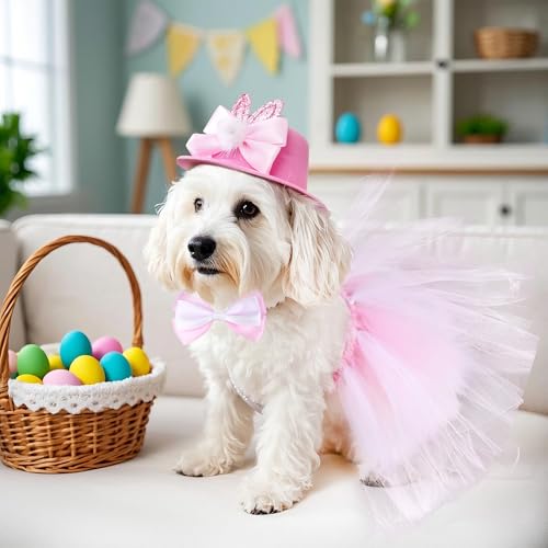 Set de disfraz de Pascua para perro y gato 3 piezas rosa miniatura 5