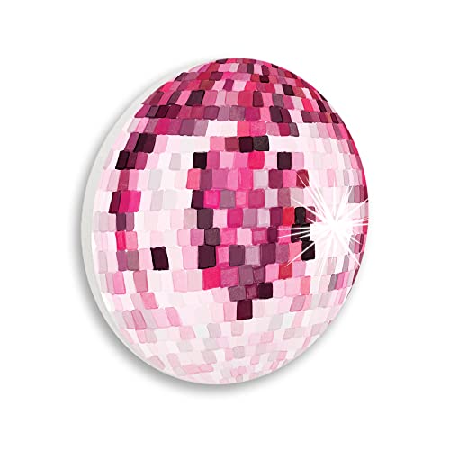 Stupell Industries Pink Disco Ball Pattern Shining Geometric Squares, Design by Hey Bre! Creative Studio, 12 x 12, Wall Plaque