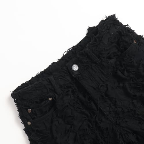 Men’s Black Stacked Jean Composite Fabric Ripped Jeans Destroyed Straight Denim Pants Hip Hop Trouser Streetwear3