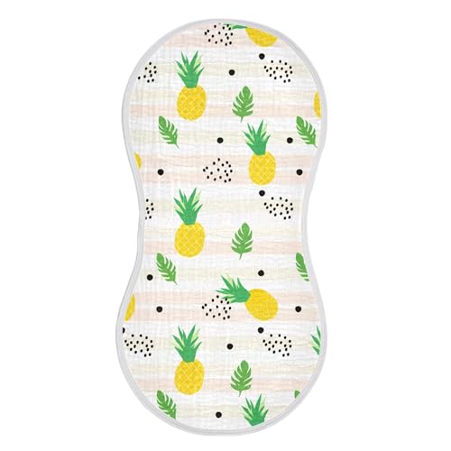 xigua Yellow Pineapples Muslin Baby Burp Cloths Set of 1, Super Soft & Absorbent Burping Rags, Cotton Burp Clothes Shower Gift for Newborn, Baby Girls and Boys