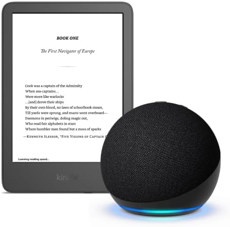 New Amazon Kindle (2024 release) Black and Echo Dot (5th Gen) Cha...