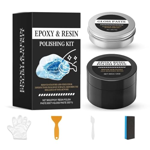 Polishing Compound for Epoxy Resin Kit,Premium Resin Kit with Scratch Repair Paste, Polishing Paste, Scrapers & Gloves, Progressive Grit for DIY Jewelry, River Table Art