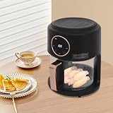 1200W Glass Air Fryer,360°Viewable Electric Air Fryer with 8 Preset Modes Touchscreen,Digital Display 176-392°F & 60 Min Timer,Nonstick Glass Pot & Grill,4.2L Airy Fryer for Home Kitchen (Black)