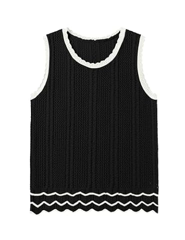 LOMON Womens Crochet Tops Sleeveless Sweater Vest Crew Neck Hollow Out Knit Tank Tops Dressy Casual — $7.99 (47% off)