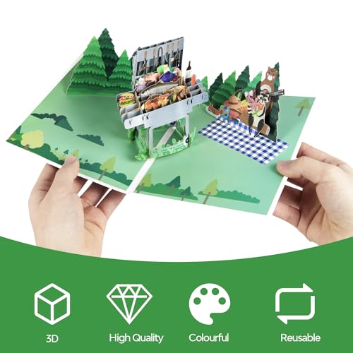 Magic Ants 3D Barbecue Pop-Up Card, Fun Grill Design with Burgers, Hot Dogs, and Picnic Scene - Image 3