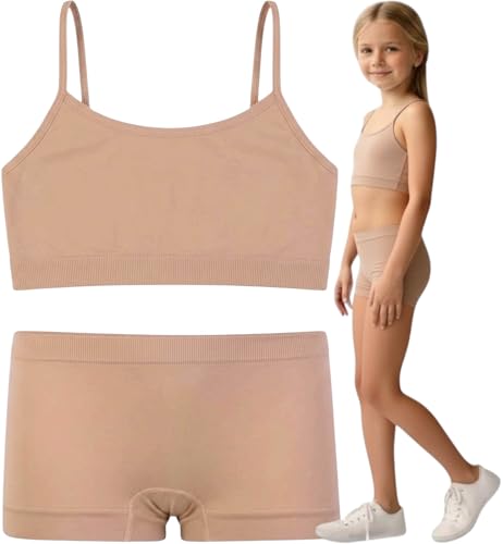 Image of ToBeInStyle Girl Pack of 6 Set Spaghetti Strap Training Bras & Boyshorts Bikinis