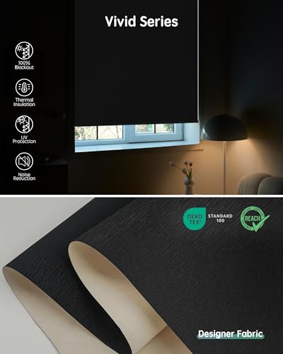 Yoolax Motorized Blinds with Remote, Smart Blinds for Windows Blackout Automatic Shades Compatible with Alexa Remote Control Roller Window Shades with Valance, Custom Size (V-Midnight Stripe) - Thumbnail 6