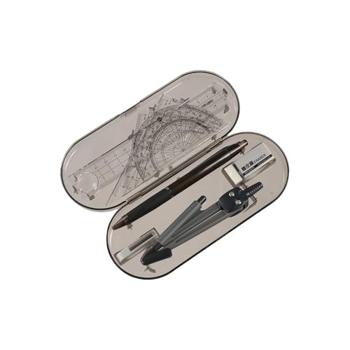 8pcs Math Geometry Kit for Students, Math Drawing Measuring Tool with Storage Box, includes Rulers,Protractor,Compass,Pencil,Eraser