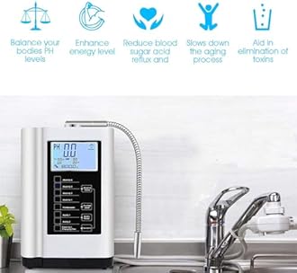 Water Ionizer,Aqua Ionizer,Water Purifier Machine PH 3.5-10.5 Alkaline Acid Water Machine,Up to -500mV ORP, 7 Water Settings/6000 Liters Per Filter/Auto-Cleaning/Intelligent Voice,Silver