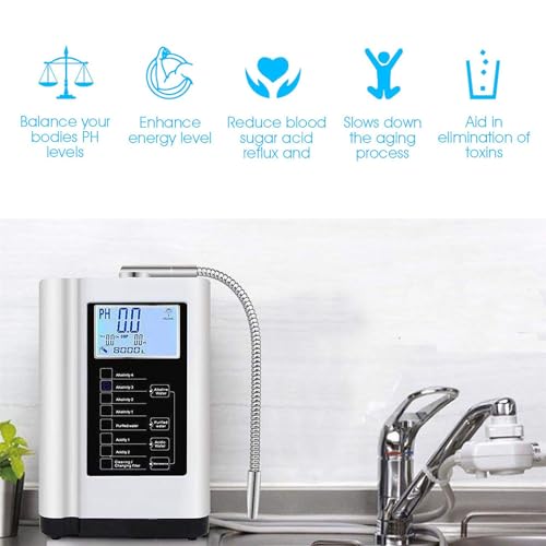 Water Purifier Machine Water Ionizer | Aqua Ionizer | Home Alkaline Water Filtration System | Produces pH 3.5-10.5 Alkaline Water | Up to -500mV ORP |7 Water Settings|Intelligent Voice,Silver thumbnail 4