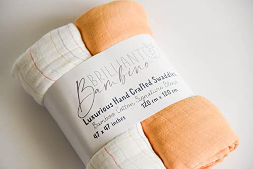 Brilliant Bambino - Baby Swaddle Blanket - 2 Pack | Retro Stripes + Boho Yellow Golden Set | Muslin Bamboo Cotton Blend | Newborn Essentials | Boys & Girls | Hospital Receiving Blanket | Vintage Baby #TOP7