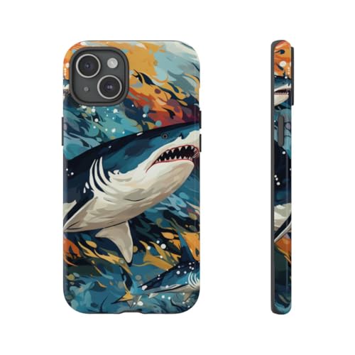 Coque iPhone 15 Plus Requin Évite les Rayures Coque Rigide Brillante Anti-Chocs