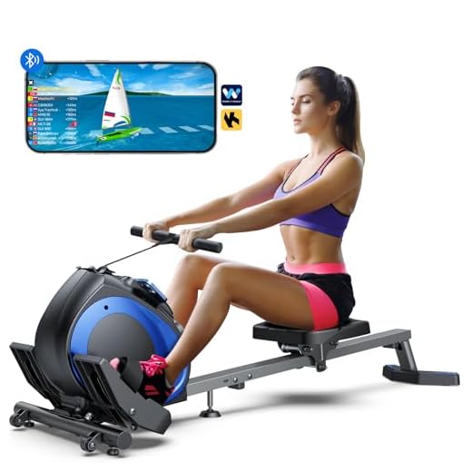 WELLFIT Máquina de remo, máquina de remo magnético para casa, rebocador vertical compacto para espaços pequenos, 8 níveis de resistência ajustável, capacidade de peso de 136 kg, funciona com Kinomap,