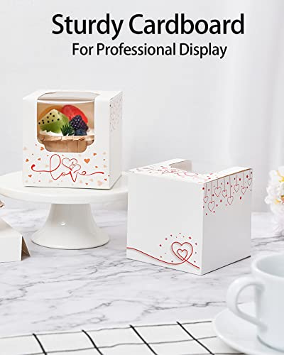 Happyhiram Heart Cupcake Boxes 25 Pcs, Individual Cupcake Box with insert and Window for Valentines Day Gift Boxes Cupcake Containers Single for Kids Valentine Gift Ornament Boxes for Party Favors - Thumbnail 5