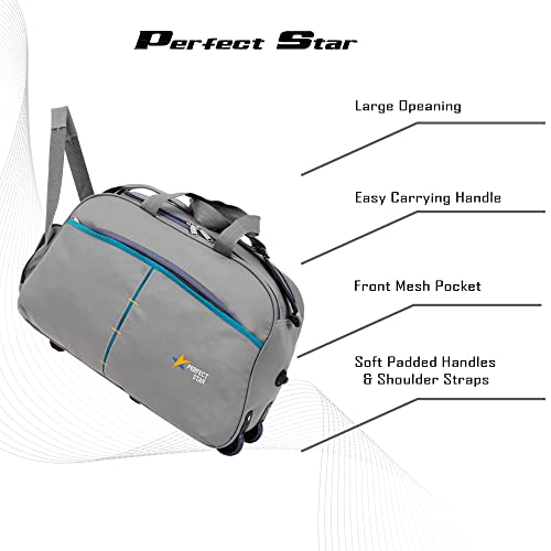 Image of Perfect Star Duffle Trolley Bags for Travel with Wheel 65 Litre Red Polyester