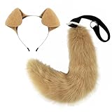 JUNBOON Dog Ear Headband Furry Long Fox Tail Set Anime Party Cosplay Dress up Costume