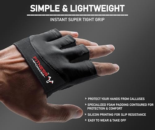 FITNESS FORCE Workout Gloves for Men & Women Partial Weight Lifting Non-Slip Gym Gloves, Lifting Grip for Calluses Guard Fingerless Exercise Gloves with Full Palm Protection - Image 3