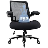 Kassipo 500lbs Big and Tall Office Chair - Heavy Duty Mesh Ergonomic Desk Chair, High Back Computer Chair - Flip-up Armrests, Wide Thick Seat Cushion, Quiet Wheels