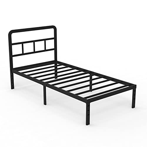 Maenizi Twin Xl Bed Frame With Headboard, 14 Inch Twin Xl Bed Frames No Box Spring Needed Support Up To 2500 Lbs, Noise Free, Easy Assembely, Black #TOP6