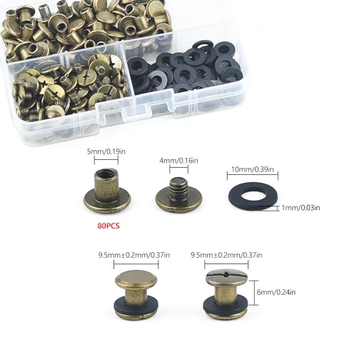 MABAHON 80 Sets Chicago Screw Post M5x6mm Metal Rivet Replacement Repair Luggage, Wallet, Backpack, Belt, Dog Leash, Books - Image 2