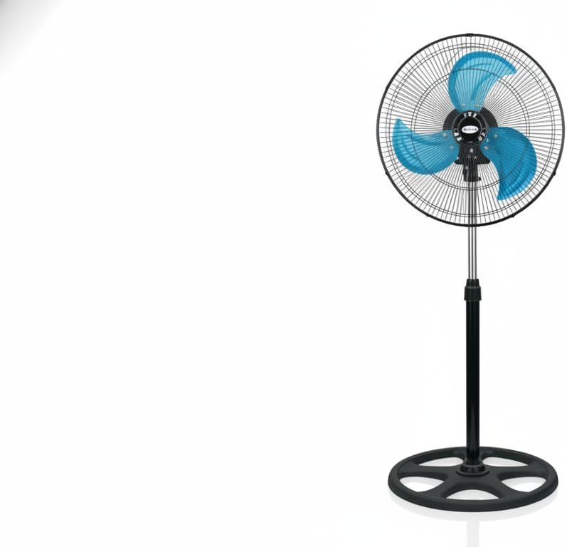 J&V TEXTILES 18-Inch Stand Fan, 3-Speed, 3 Aluminum Blades, 70 Watts, Lightweight Design, Powerful Airflow