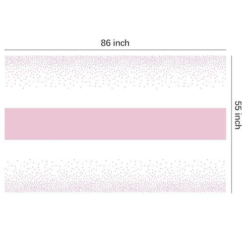 Image of White and Pink Party Decorations Tablecloth, 3 Pack Disposable Light Pink Dot Table Cover Printed Table Runner for Birthday Baby Bridal Shower Wedding Anniversary Graduation, 86in x 55in