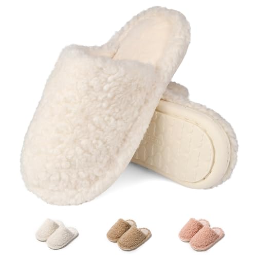 Women's Fuzzy Slippers with Memory Foam Non-Slip Women House Shoes Cozy Soft Lightweight Womens Slip-On
