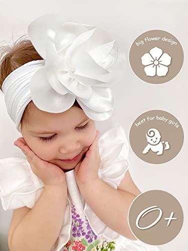 Ayesha Floral Nylon Headbands - Soft Stretchy Chiffon Hair Accessories for Newborns, Toddlers, and Infants (3 Colors)3