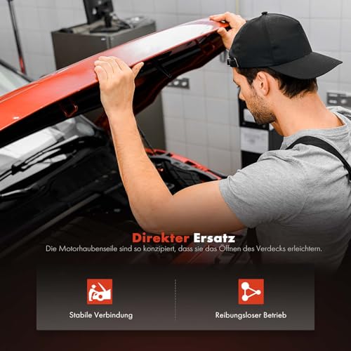 Frankberg 3x Motorhaubenseil Motorhaube Vorne Hinten Mitte Kompatibel mit 3er Compact E46 3er Touring E46 3er E46 3er Cabriolet E46 3er Coupe E46 Replace# 51238208442