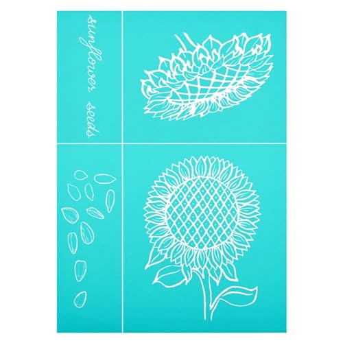 MANGOUSONG Screen Printing Kit,21x29.5cm Silk Screen Printing Template Sunflower Shape Transfer Crafts Wrap Clothing Printing Reusable Package Formwork