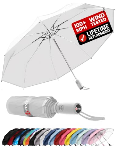 Image of Repel Windproof Travel Umbrella - Compact & Withstands Winds up to 100MPH, Strongest Premium Auto Folding Umbrella for Rain and Sun - Durable, Light & Portable for Women & Men, Fits Backpacks & Cars