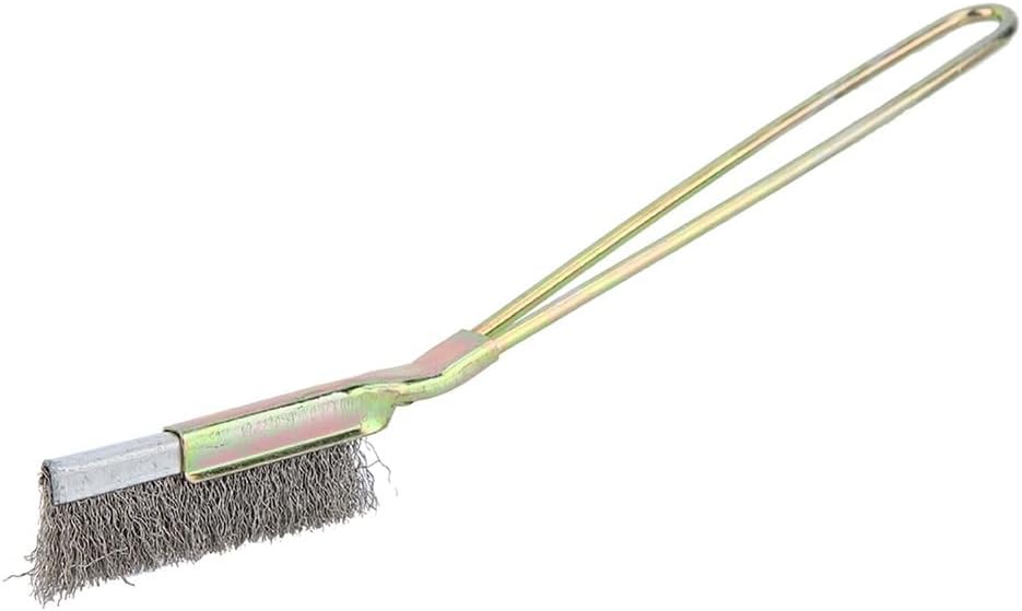2PCS Stainless Steel Bonsai Cleaning Brush Set, Curved and Straight Head, Anti Slip Handle, for Pot Corner Detail Cleaning
