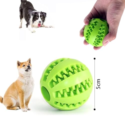 Roysmart 4 Stück Robuster Hunde Ball, Hundeball mit Zahnpflege-Funktion, Bissfestes Hundespielzeug, Naturgummi Hund Feeder Ball für Kleine Hunde (5cm)