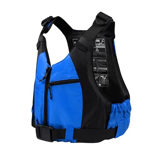 Owntop Chaleco de Ayuda a la Flotabilidad para Adultos, Chaqueta de Baño Ajustable Mixta, Chaleco de Natación con Bolsillos y Correa en la Entrepierna para Sup Kayak Pesca (Azul,XS-S)