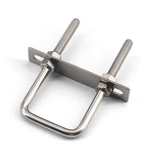 M8 x 45 x 110 mm 304 Edelstahl Vierkant-U-Schrauben mit Sechskantmuttern, Rahmenplatte, runde Unterlegscheiben (2 Stück)