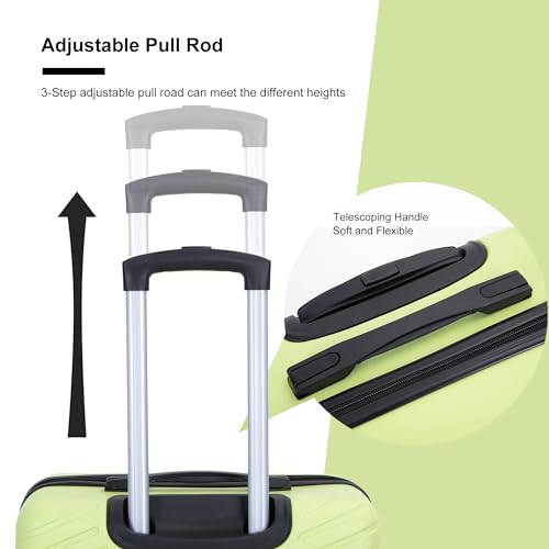 Travel with Ease Using 4-Piece Lightweight Luggage Set, Includes 16" to 28" Suitcases, 360° Rotating Wheels, Fluorescent Green4