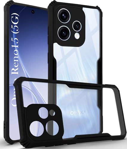 Image of Jkobi Hybrid Back Cover Case for Oppo Reno15 5G | Oppo Reno 15 5G (Shockproof with Polycarbonate Clear Panel | Professional Black)